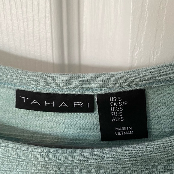 Tabard ribbed teal bell sleeve top - Picture 3 of 5